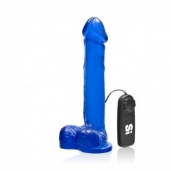 SI IGNITE Vibrating Cock with Balls and Suction, Vinyl, Blue, 20 cm (8 in) - TOYS